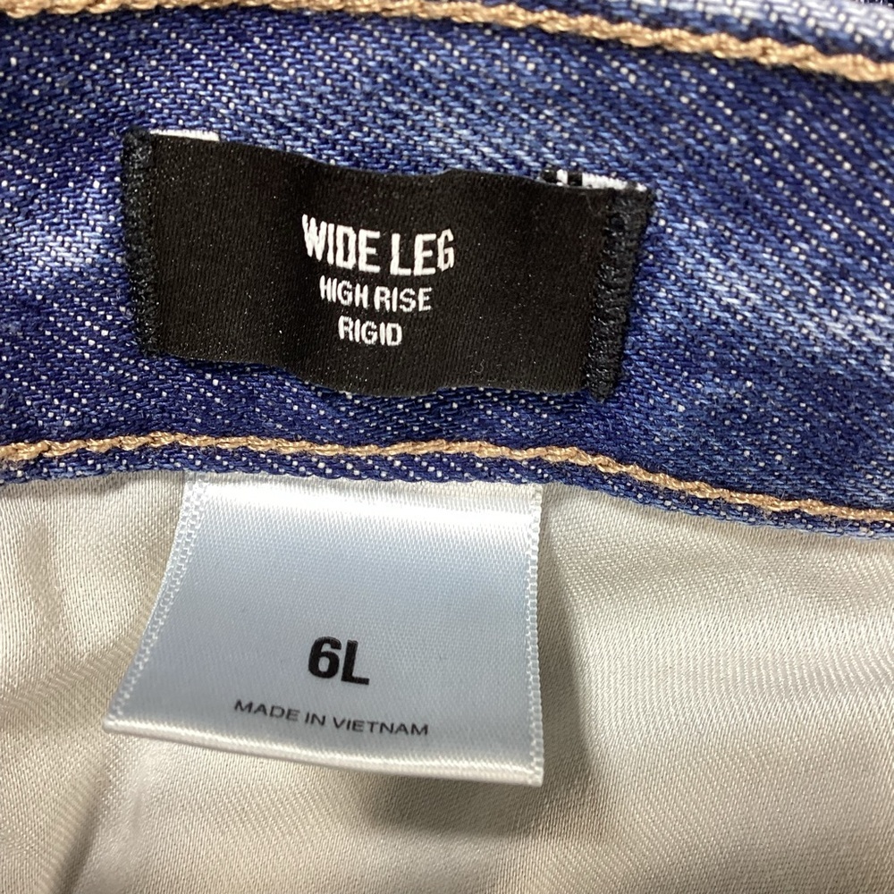 Express Wide Leg High Rise Rígid Blue Denim Jeans - Picture 8 of 15